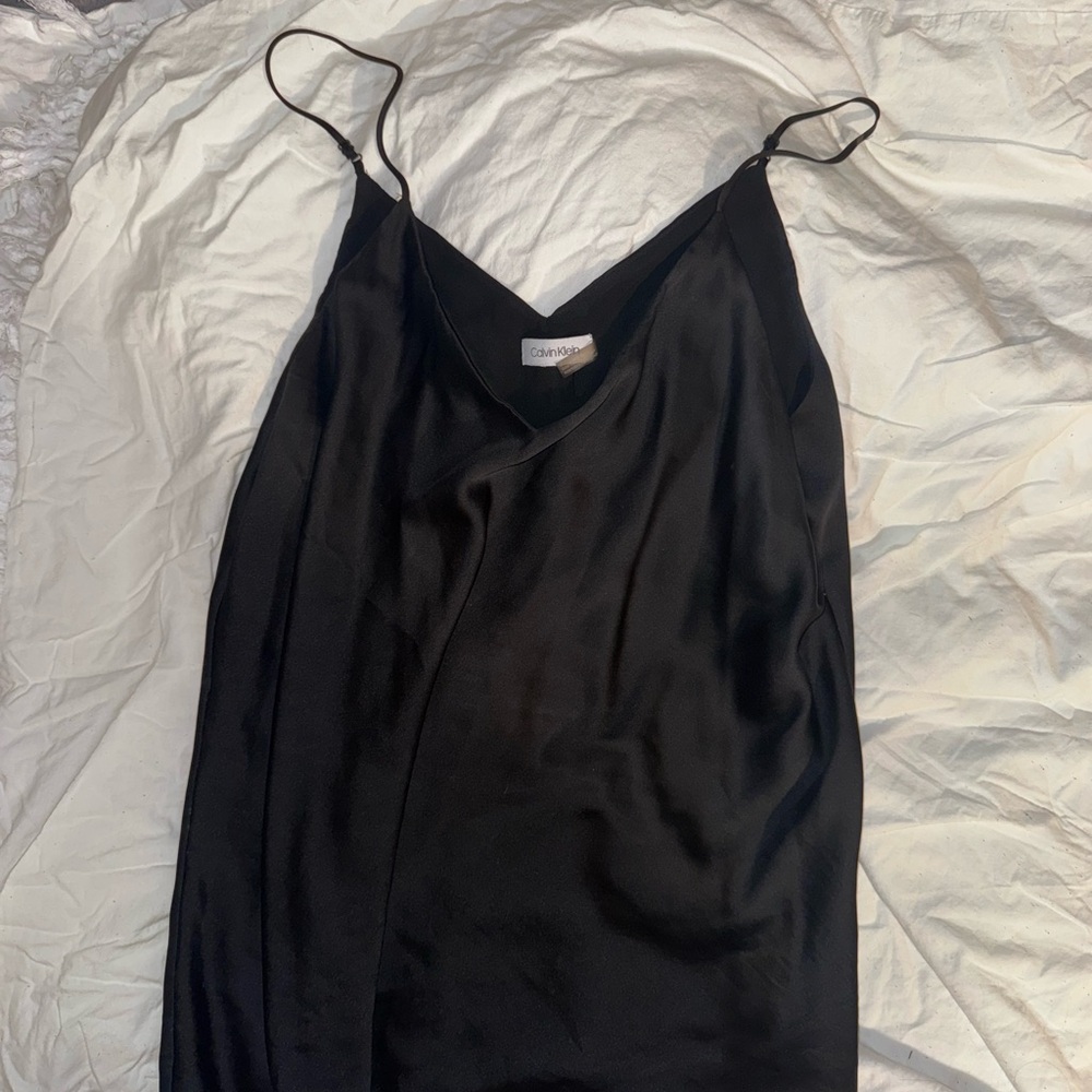 Calvin Klein Midnight Black Satin Tank